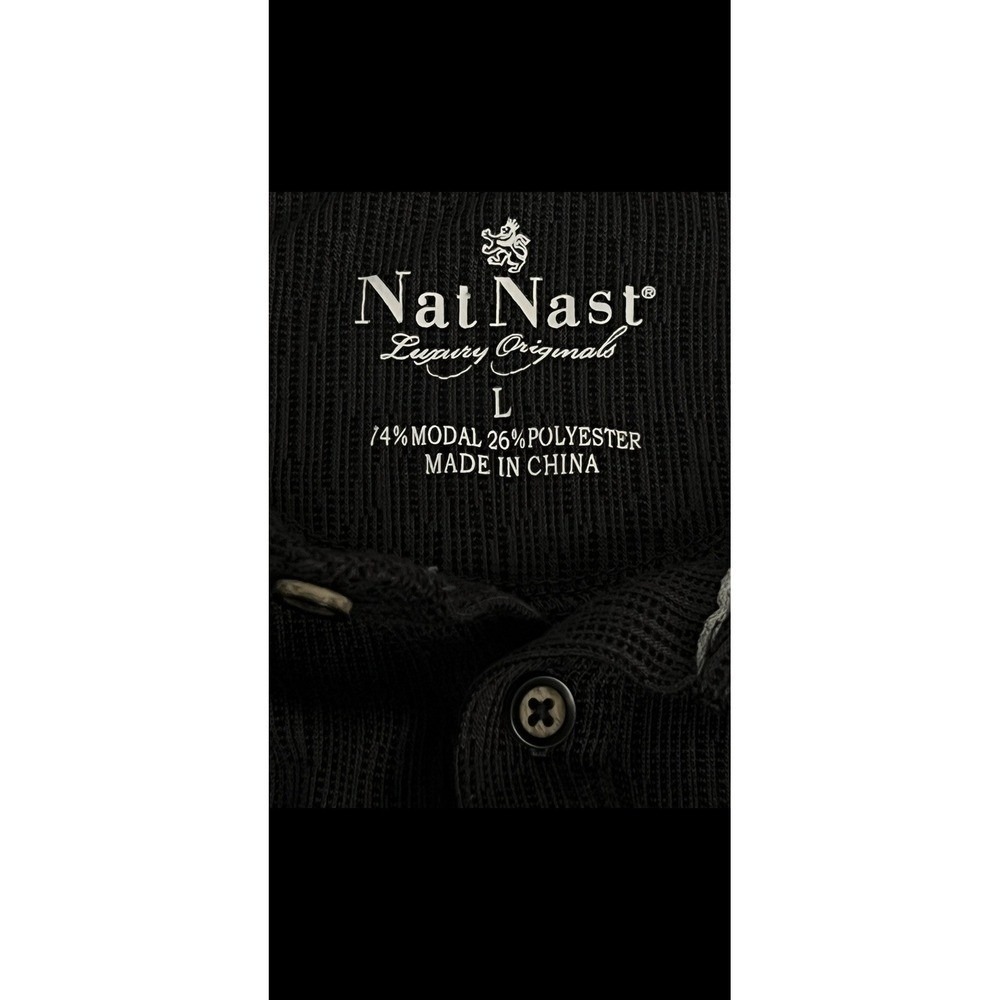 Nat Nast Black Polo Shirt Size L Short Sleeve Modal Polyester Blend Adult - Picture 9 of 11